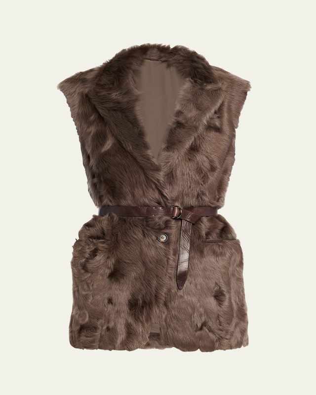 Capretta Lamb Shearling Belted Vest